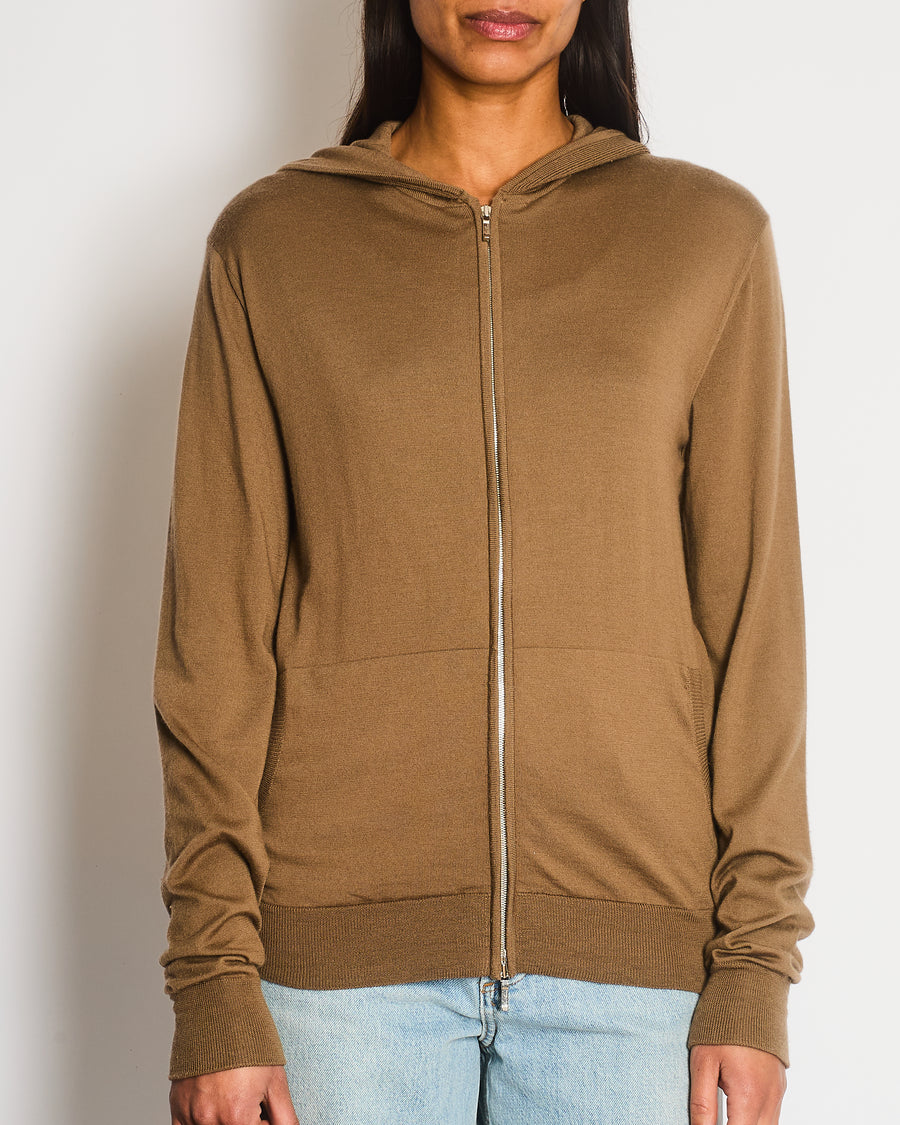 Loro Piana Brown Wool Tracksuit Hoody Top Size S (UK 6/8)