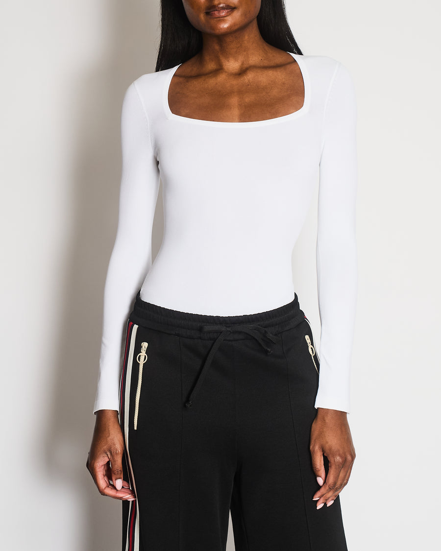 Alaïa White Long Sleeves Body with Square Neckline Size FR 36 (UK 8)