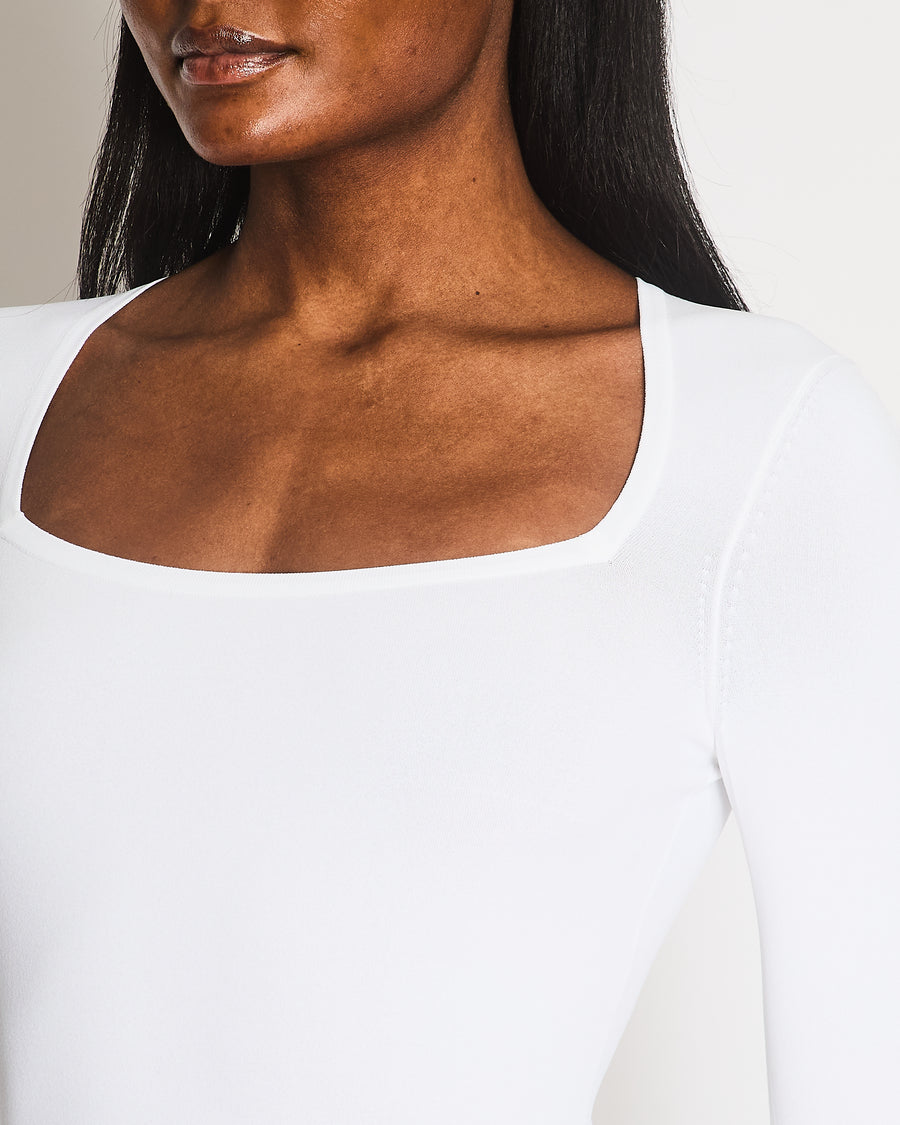 Alaïa White Long Sleeves Body with Square Neckline Size FR 36 (UK 8)