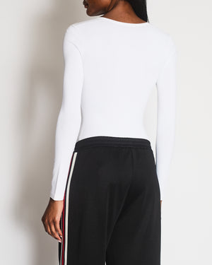 Alaïa White Long Sleeves Body with Square Neckline Size FR 36 (UK 8)
