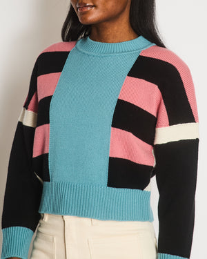 Hermès Fall 2024 Blue, Black and Pink Cashmere Striped Jumper Size FR 38 (UK 10)