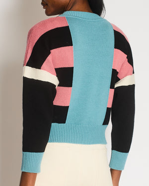 Hermès Fall 2024 Blue, Black and Pink Cashmere Striped Jumper Size FR 38 (UK 10)