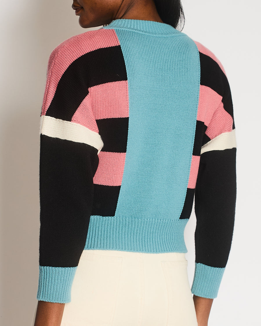 Hermès Fall 2024 Blue, Black and Pink Cashmere Striped Jumper Size FR 38 (UK 10)