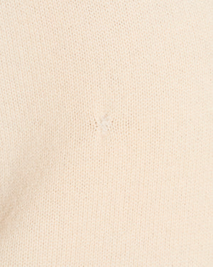 Chanel Cream Cashmere Short-Sleeved V-Neck Jumper with Front Pockets and Back Crystal CC Logo Detail Size FR 34 (UK 6)