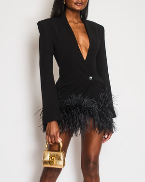 16Arlington Black Elinor Feather-Trim Blazer Jacket Size UK 4 RRP £1,280