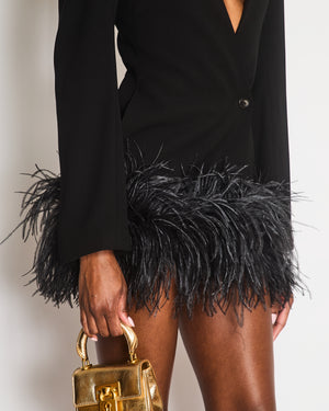 16Arlington Black Elinor Feather-Trim Blazer Jacket Size UK 4 RRP £1,280