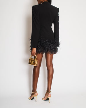 16Arlington Black Elinor Feather-Trim Blazer Jacket Size UK 4 RRP £1,280