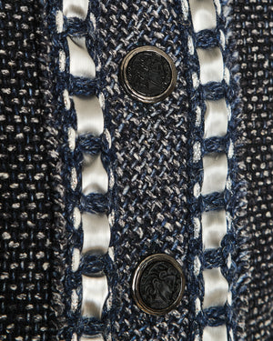 Chanel Paris/Rome 2016 Métiers D’Art Black Tweed Mid-Sleeve Pocket Dress Size FR 36 (UK 8)