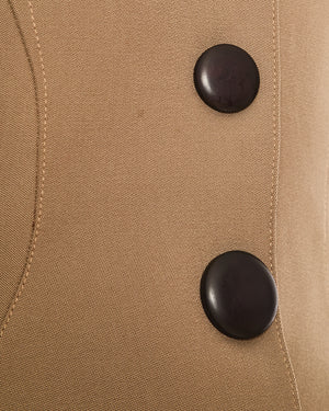 Thierry Mugler Vintage 1980's Brown and Black Long Sleeve Blazer with Collar and Graduated Button Detail Size FR 36 (UK 8)