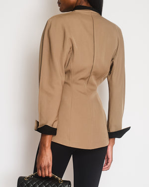 Thierry Mugler Vintage 1980's Brown and Black Long Sleeve Blazer with Collar and Graduated Button Detail Size FR 36 (UK 8)