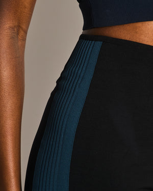 Hermès Black Top and Shorts Sports Set with Blue Ribbed Bands Detail Size S (UK 8) RRP £865