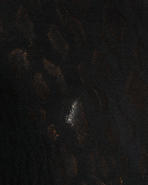 Chanel Black Knit High-Neck Top with Silver CC Logo Button Detail Size FR 34 (UK 6)