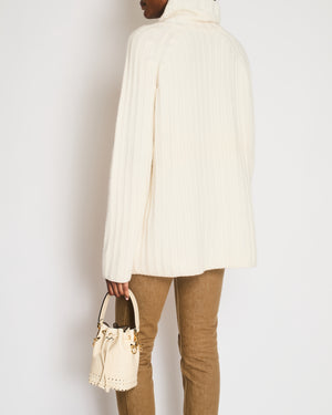 Loro Piana White Cashmere Knitted Long-Sleeved High-Neck Jumper Size IT 46 (UK 14)
