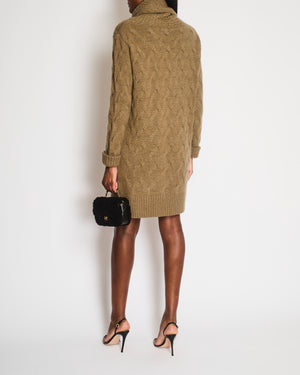 Loro Piana Brown Cashmere Knitted High-Neck Jumper Dress Size IT 42 (UK 10)