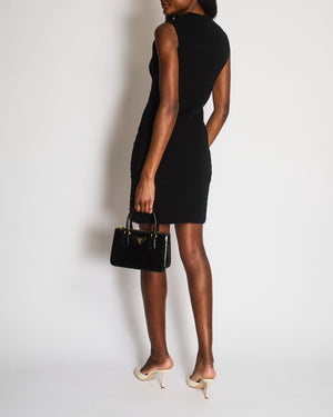 Fendi Black Wool Sleeveless Mini Dress with FF Logo Embroideries Size IT 40 (UK 8)