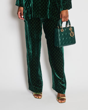 Gucci Green Velvet Shirt and Trouser Set with CC Logo Detail Size M (UK 10)