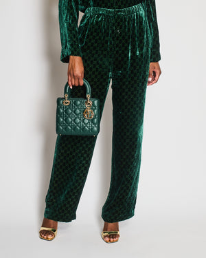 Gucci Green Velvet Shirt and Trouser Set with CC Logo Detail Size M (UK 10)