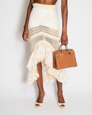 PatBo White and Cream Sheer Crochet and Broderie Anglaise Asymmetric Skirt Size BRA 32 (UK 4)