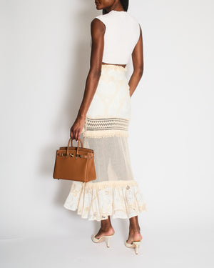 PatBo White and Cream Sheer Crochet and Broderie Anglaise Asymmetric Skirt Size BRA 32 (UK 4)