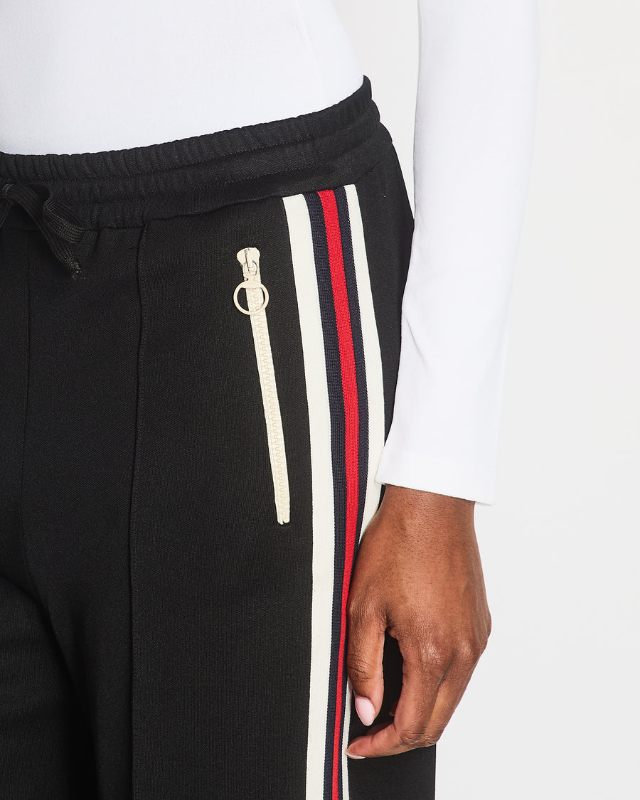 Gucci Black Flower Patch Culottes with Blue, Red and White Stripe Detail and Zipper Pockets Size S (UK 8)