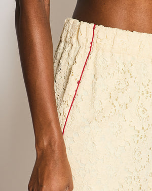 Gucci Cream Lace Joggers with Red and Green Striped Detail Size IT 44 (UK 12)