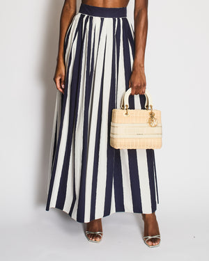 Dolce & Gabbana Navy and White Poplin Striped Maxi Skirt Size IT 46 (UK 14) RRP £1,100