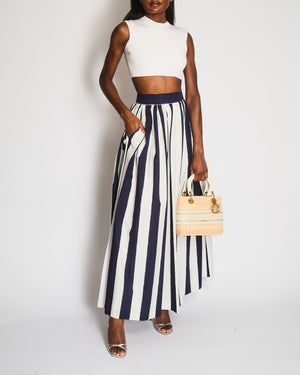 Dolce & Gabbana Navy and White Poplin Striped Maxi Skirt Size IT 46 (UK 14) RRP £1,100