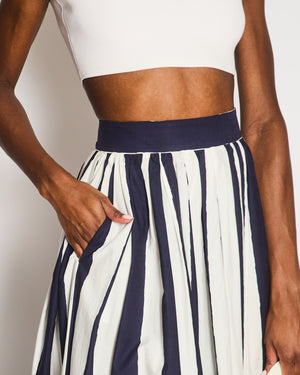 Dolce & Gabbana Navy and White Poplin Striped Maxi Skirt Size IT 46 (UK 14) RRP £1,100
