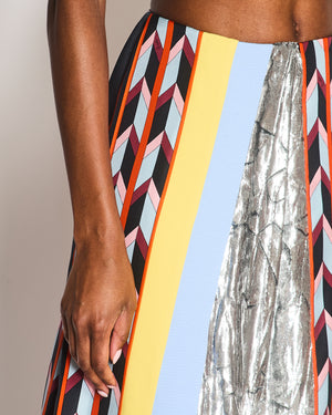 Emilio Pucci Navy Panelled Midi Skirt with Logo Detail Size IT 38 (UK 6)