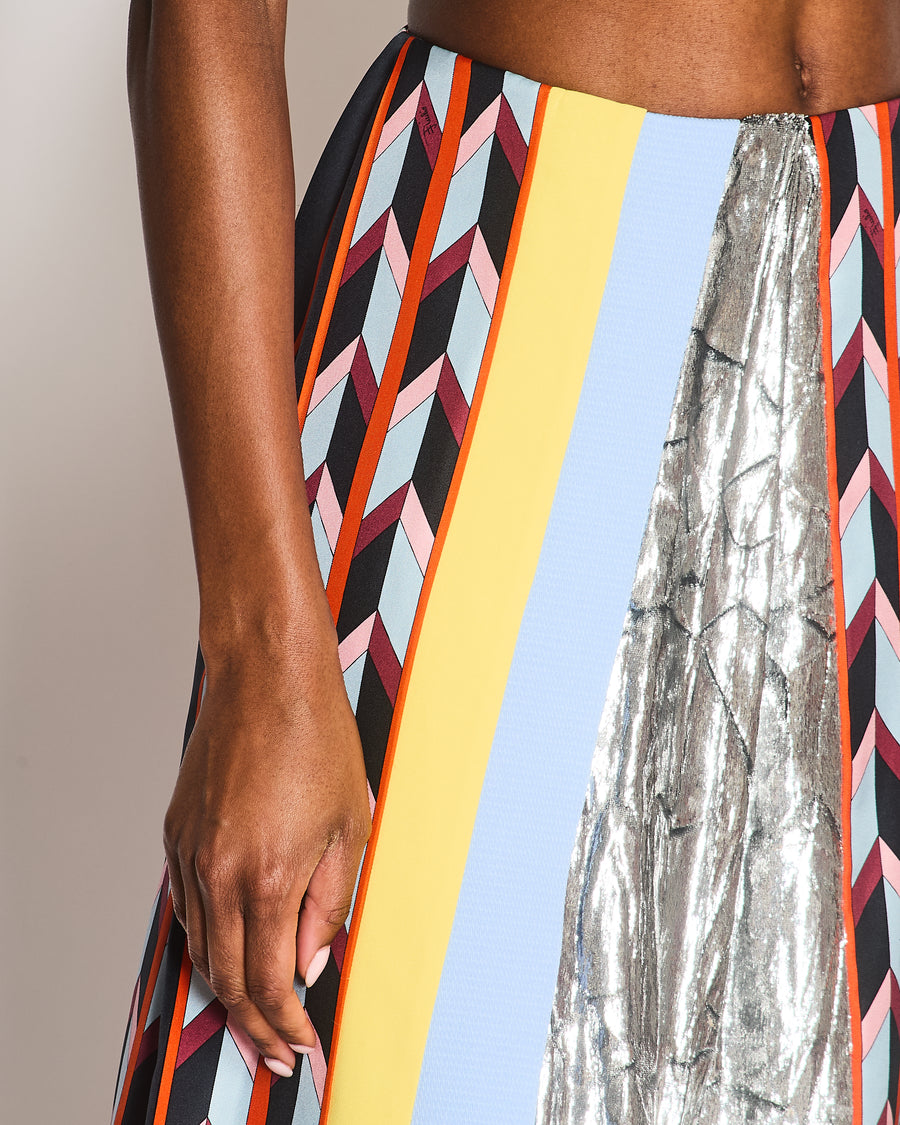 Emilio Pucci Navy Panelled Midi Skirt with Logo Detail Size IT 38 (UK 6)