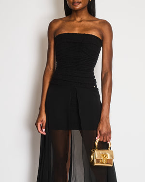 Chanel 21/S Black Sleeveless Mini Dress with Tulle Trim Detail Size FR 36 (UK 8)