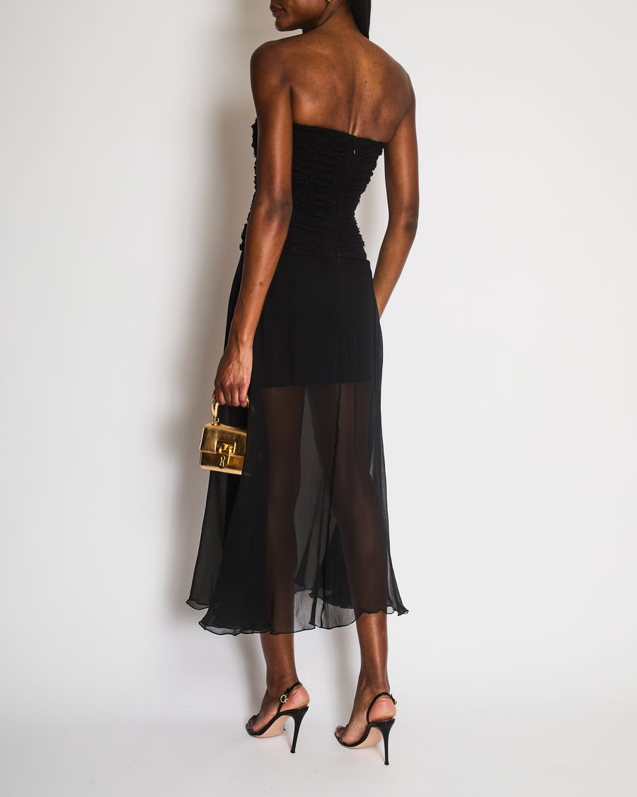 Chanel 21/S Black Sleeveless Mini Dress with Tulle Trim Detail Size FR 36 (UK 8)