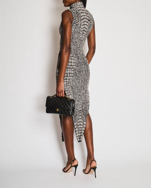Alaia Marron 3D Jacquard Sleeveless Midi Dress with Croc Effect Print Size FR 36 (UK 8) RRP £2150