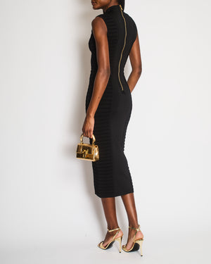 Balmain Black Sleeveless Long Dress with Gold Hooks and Eye Details Size FR 36 (UK 8)