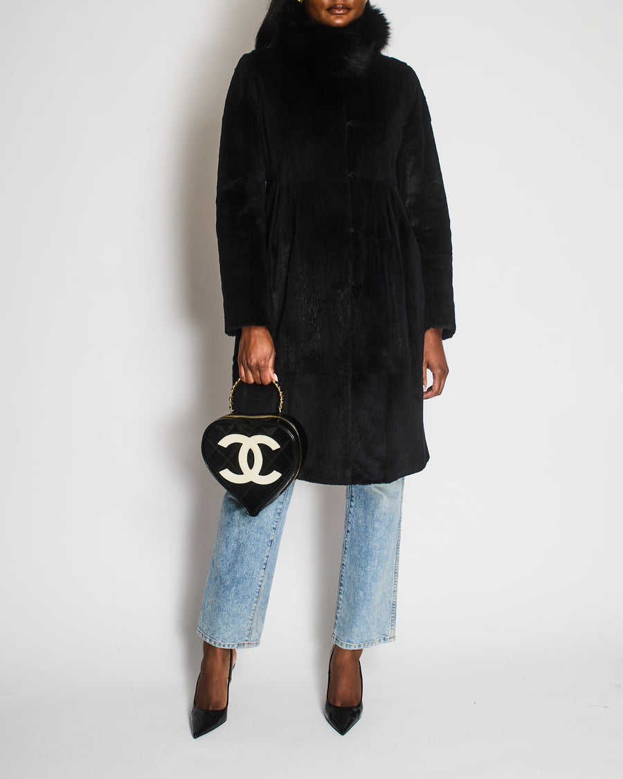 Max Mara Studio Black Rabbit Fur Coat Size IT 42 (UK 10)