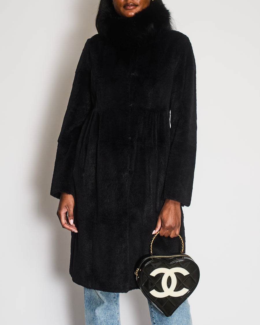 Max Mara Studio Black Rabbit Fur Coat Size IT 42 (UK 10)