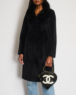 Max Mara Studio Black Rabbit Fur Coat Size IT 42 (UK 10)