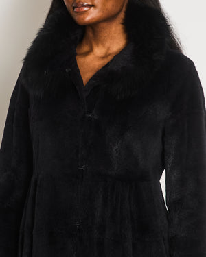 Max Mara Studio Black Rabbit Fur Coat Size IT 42 (UK 10)