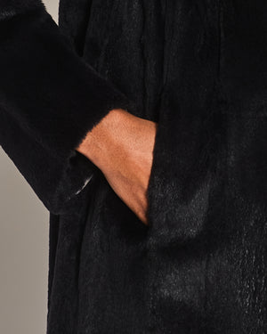 Max Mara Studio Black Rabbit Fur Coat Size IT 42 (UK 10)