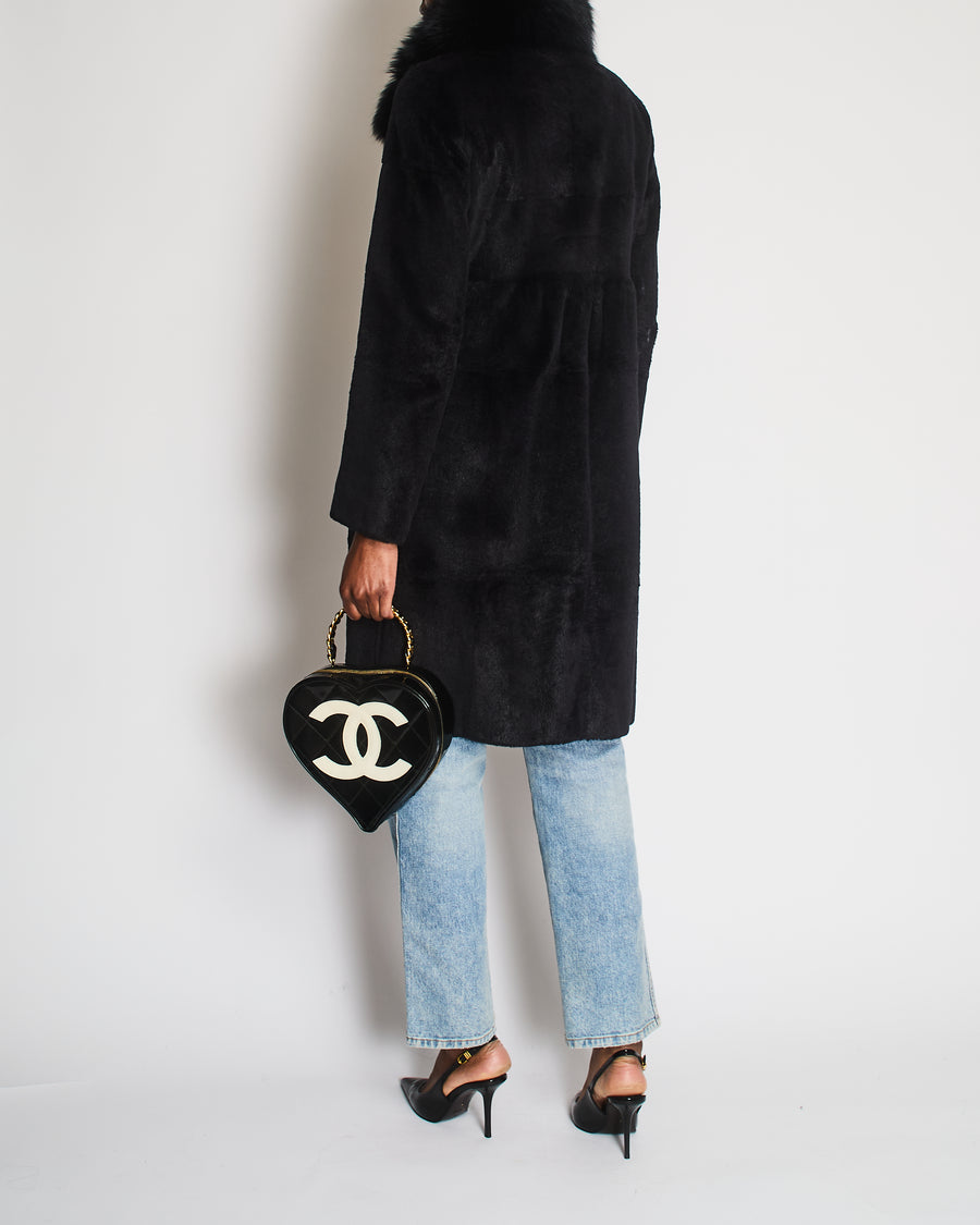 Max Mara Studio Black Rabbit Fur Coat Size IT 42 (UK 10)