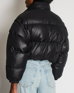Prada Black Mat Re-Nylon Cropped Puffer Jacket with Detachable Sleeves IT 38 (UK 6) RRP £1840