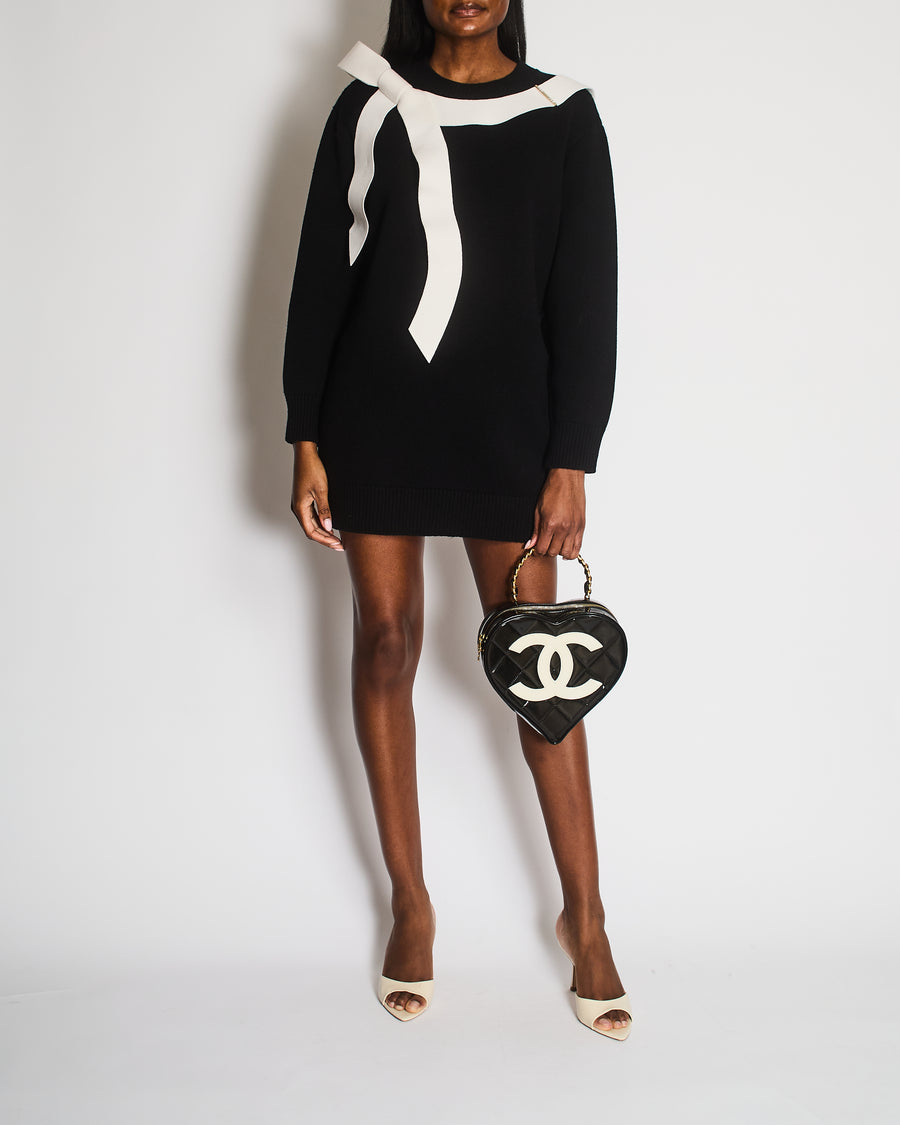 Chanel 25AW Black Cashmere Knitted Short-Sleeved Long Sleeve Dress wit Sellier Chanel 25AW Black Cashmere Knitted Short-Sleeved Long Sleeve Dress wit Sellier