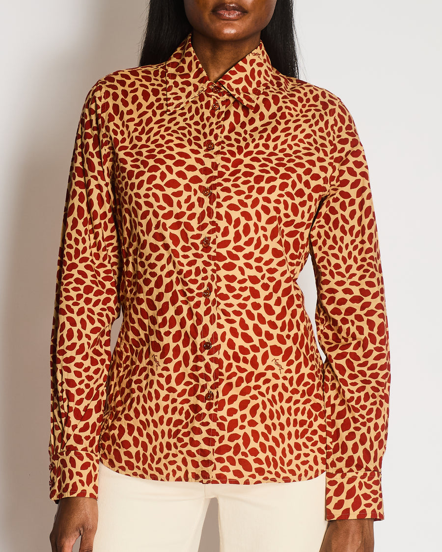 *VINTAGE* Yves Saint Laurent Red Lip Logo Button Down Shirt Size FR 42 (UK 14)