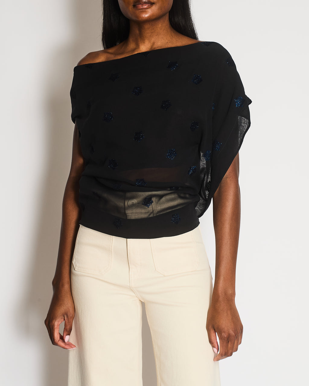 Vivienne Westwood 'Red Label' Black Off-Shoulder Rose Top Size FR