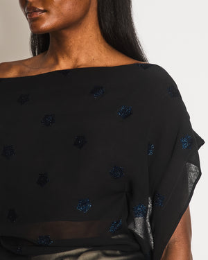 Vivienne Westwood 'Red Label' Black Off-Shoulder Rose Top Size FR 40 (UK 12)