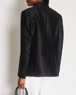 Celine Black Single Breasted Tuxedo Blazer Size FR 42 (UK 14)