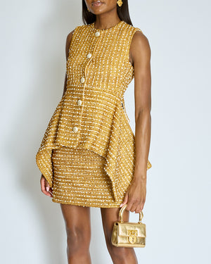 Louis Vuitton Gold Sleeveless Jacket with Matching Skirt Set Size FR 36 (UK 8)