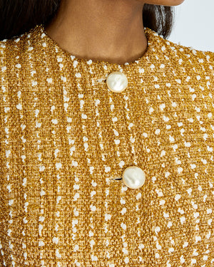 Louis Vuitton Gold Sleeveless Jacket with Matching Skirt Set Size FR 36 (UK 8)