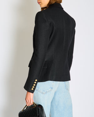 Balmain Black Single Breast Tuxedo Blazer with Gold Buttons Size FR 40 (UK 12)