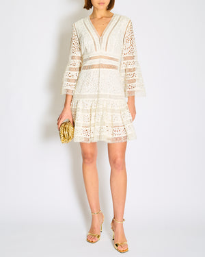 Zimmermann Lace Embroideries White Cotton Dress Size 3 (UK 14)
